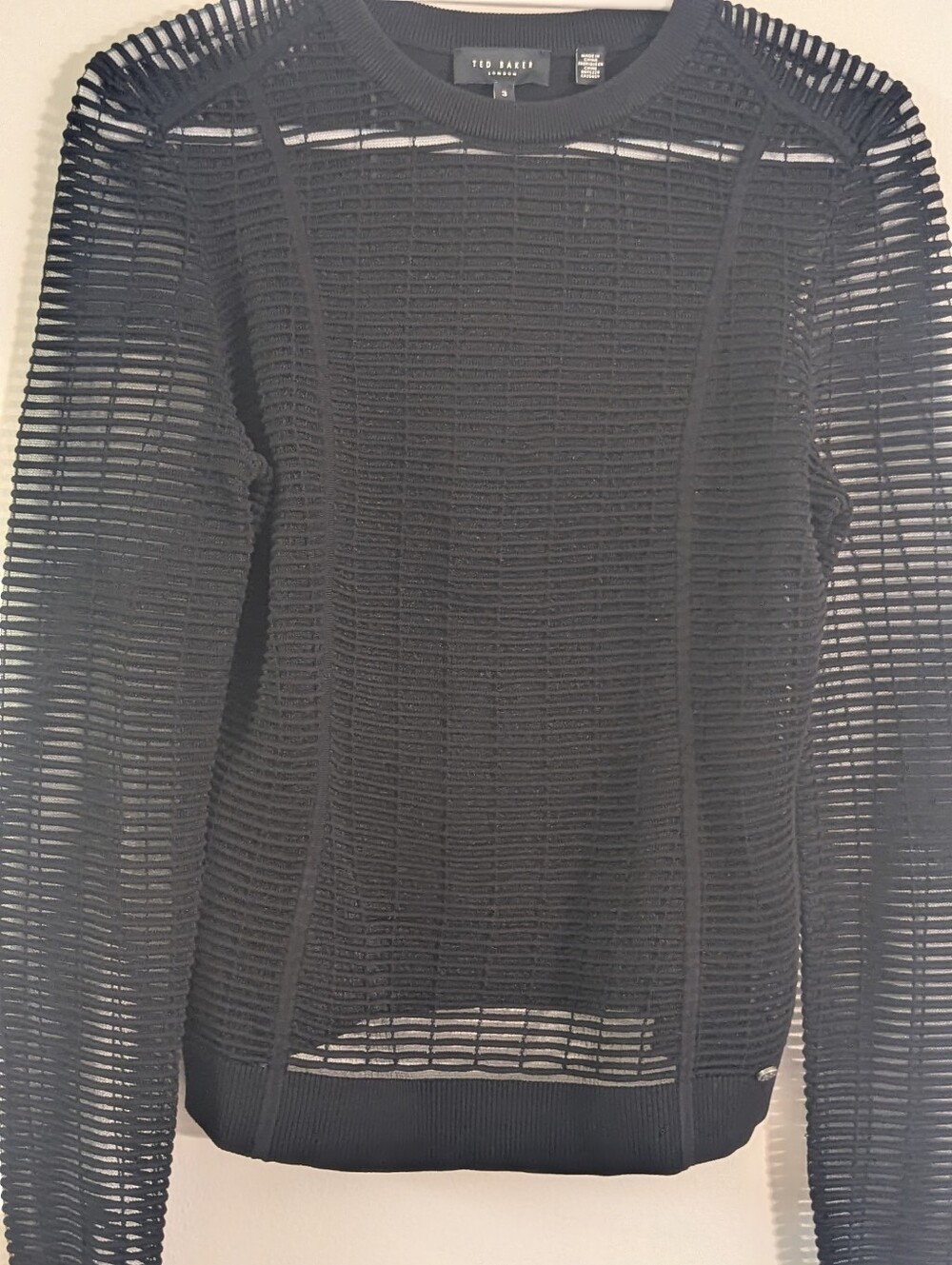Ted Baker London Black Sheer Ladder Knit Openwork Sweater Size 3 US 8 - Picture 4 of 8